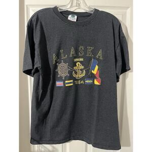 Vintage Alaska Nautical Gear Shirt Sz XL Flags USA Single Stitch